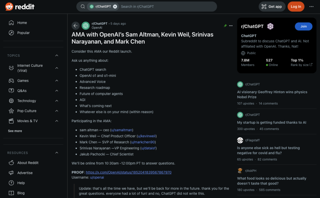 AMA with OpenAI’s Sam Altman, Kevin Weil, Srinivas Narayanan, and Mark Chen : r/ChatGPT