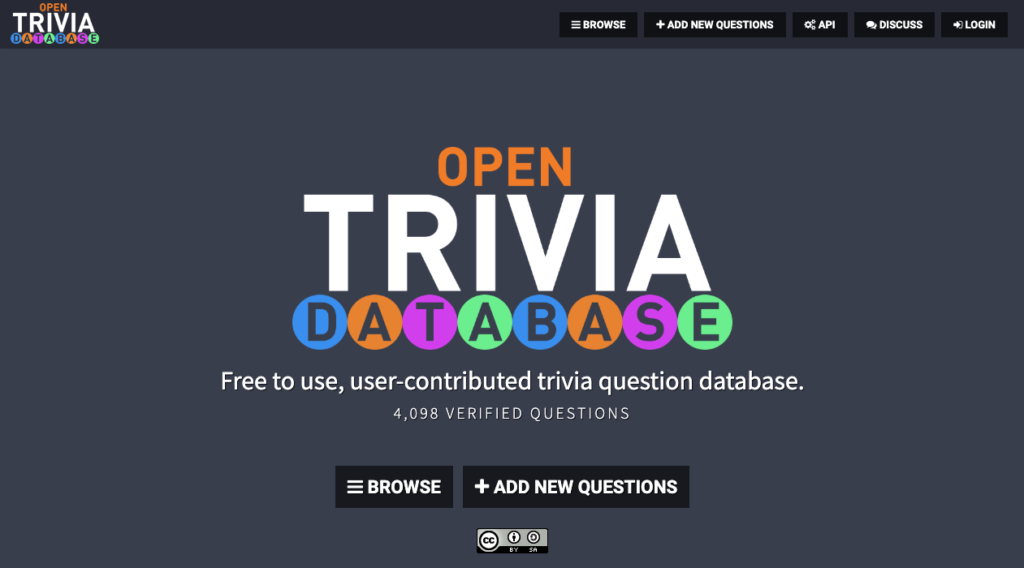 Open Trivia Database（OpenTDB）公式サイト