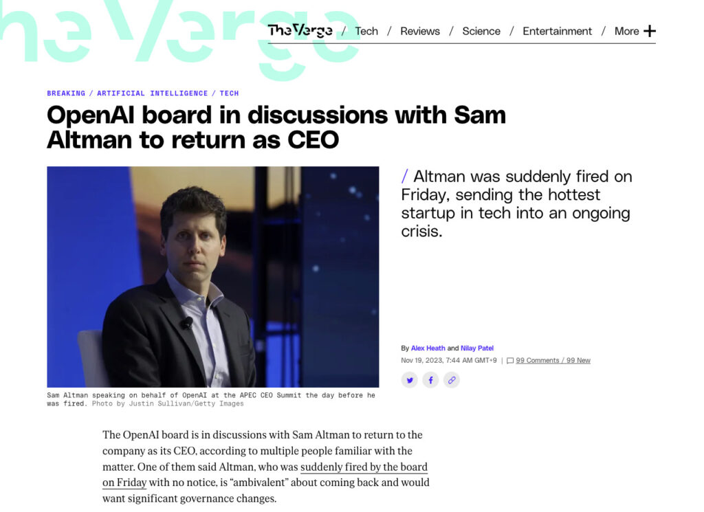 OpenAI board in discussions with Sam Altman to return as CEO - The Verge