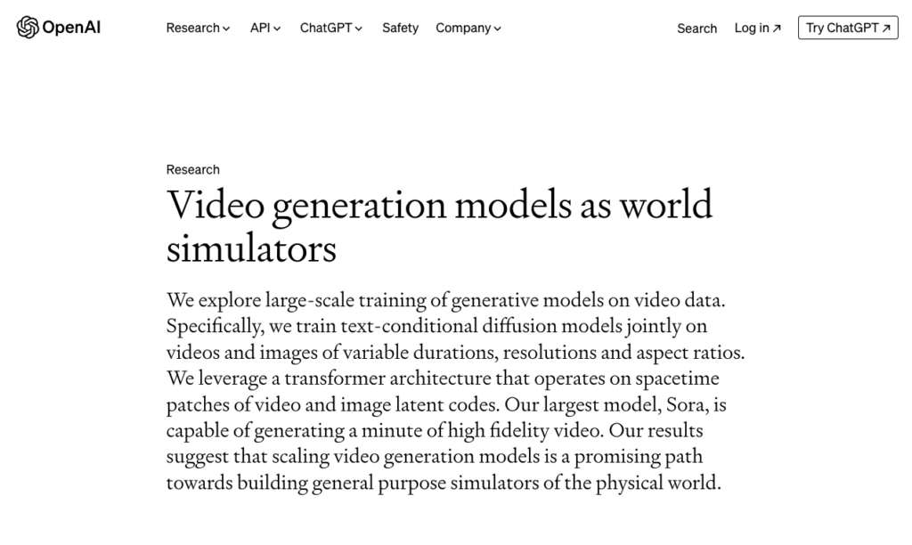 Video generation models as world simulators