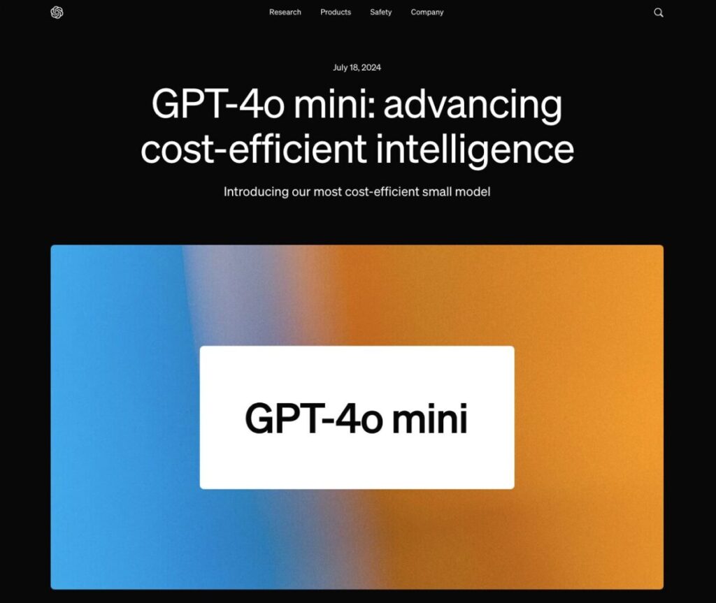 GPT-4o mini: advancing cost-efficient intelligence | OpenAI