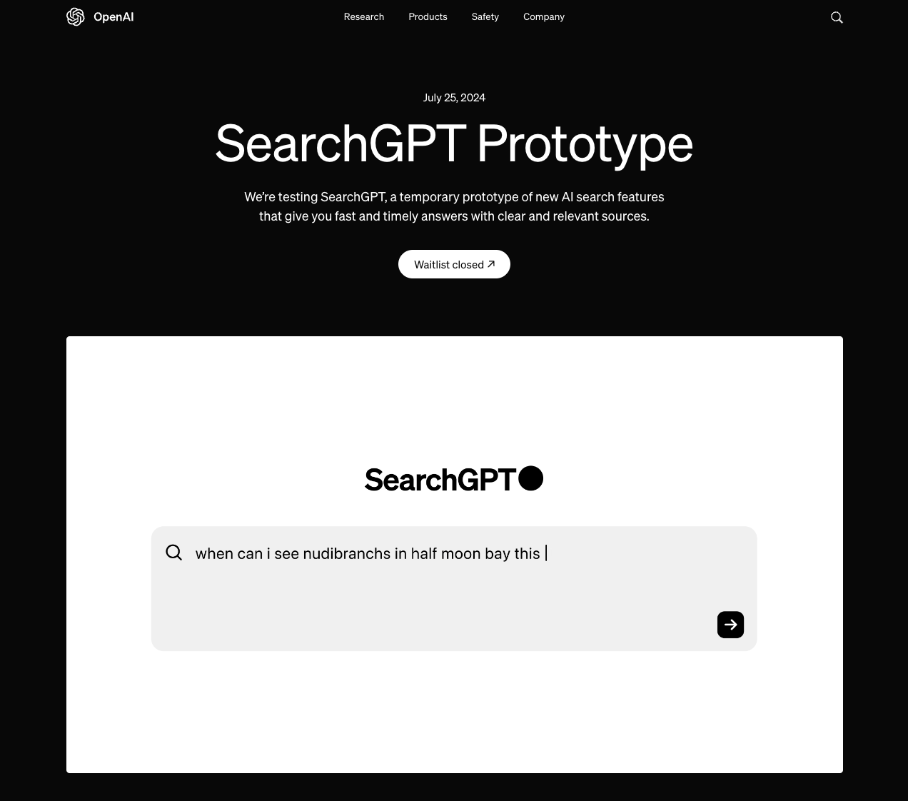 SearchGPT is a prototype of new AI search features | OpenAI