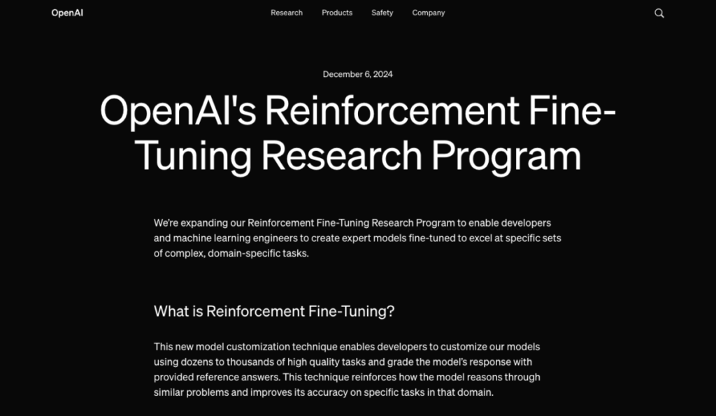 Reinforcement Fine-Tuning Research Program | OpenAI