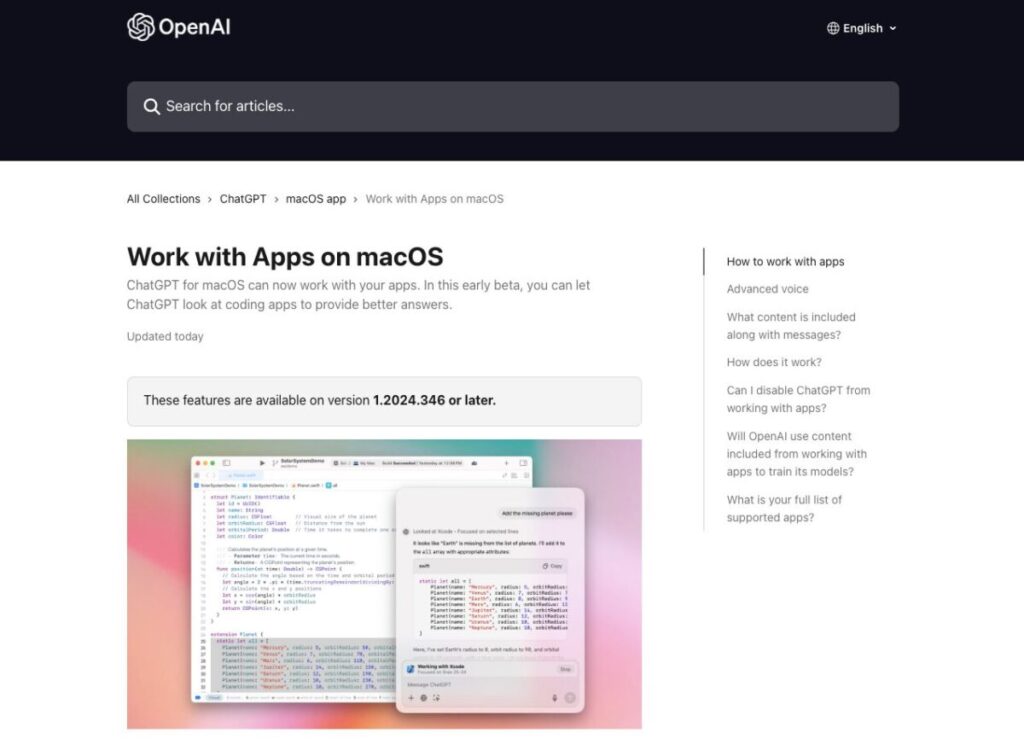 Work with Apps on macOS | OpenAI Help Center