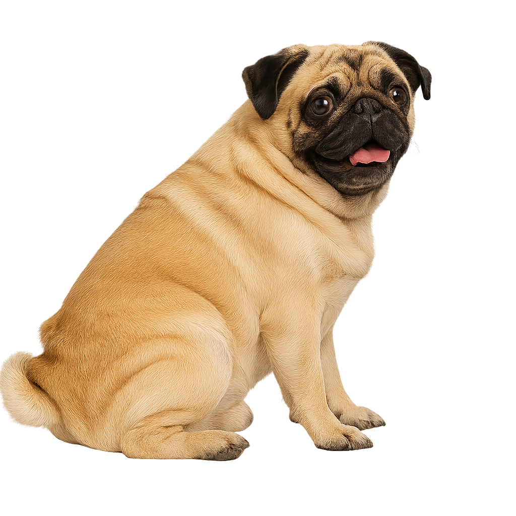 犬（パグ）の背景が透明のPNG画像