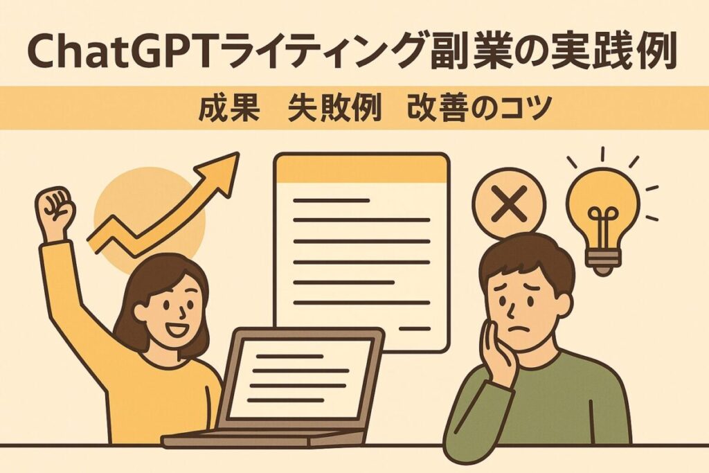 ChatGPTライティング副業の実践例｜成果・失敗例・改善のコツ